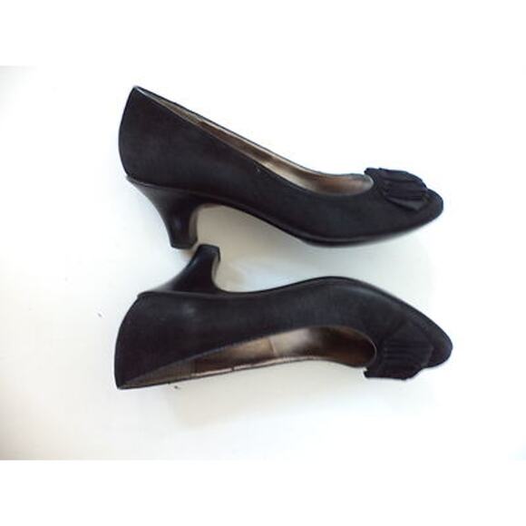 SOFFT US 6M BLACK NUBUCK LEATHER PUMP HEEL SHOE WITH STYLIZED BOW - Picture 5 of 9